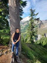 Janeal in braids on hiking trail