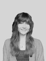 A black and white portrait photo of Louise