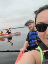Mark kayaking with his family